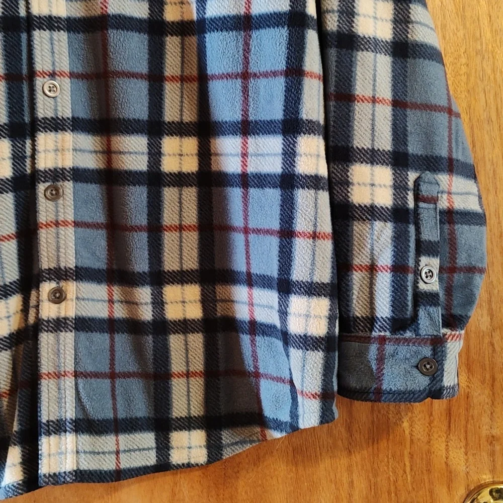 Freedom Foundry Mens Super Plush Shirt Jacket Blue Red Plaid Shacket Size XXL